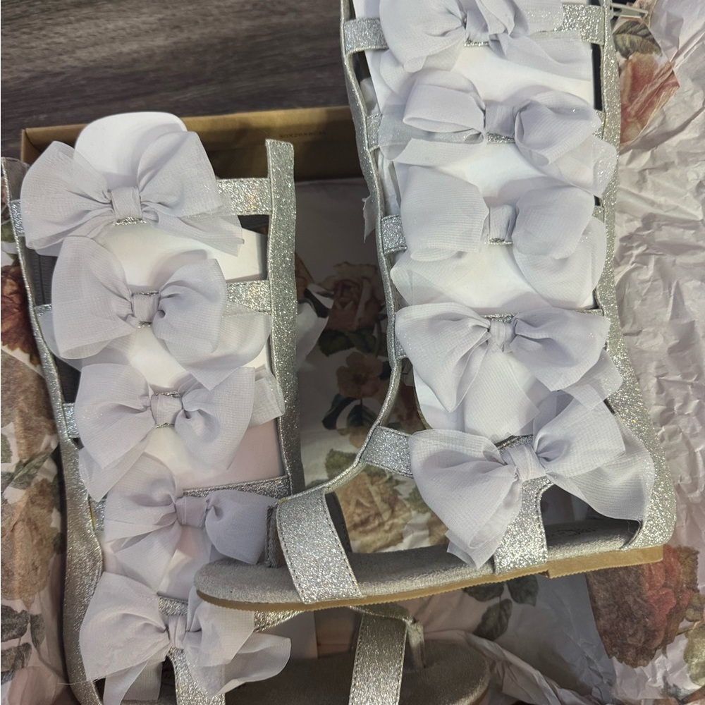 Joyfolie Silver and White Kids Sandals